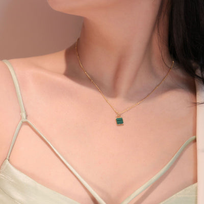 Collar Llavero de Plata 925 con Malaquita Verde Natural - Image 2