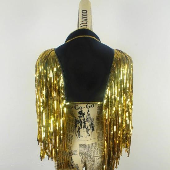 Chaleco de Baile con Lentejuelas y Flecos