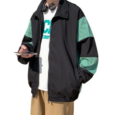 Chaqueta Suelta Estilo Coreano con Costuras Contrastantes Hong Kong - Unisex para Parejas - Image 6