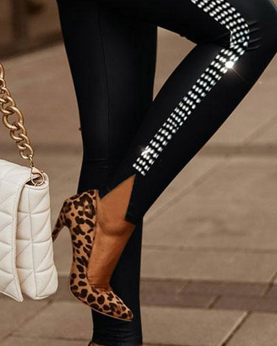 Pantalones Ajustados con Abertura y Detalles de Cristales para Commuter - Image 2
