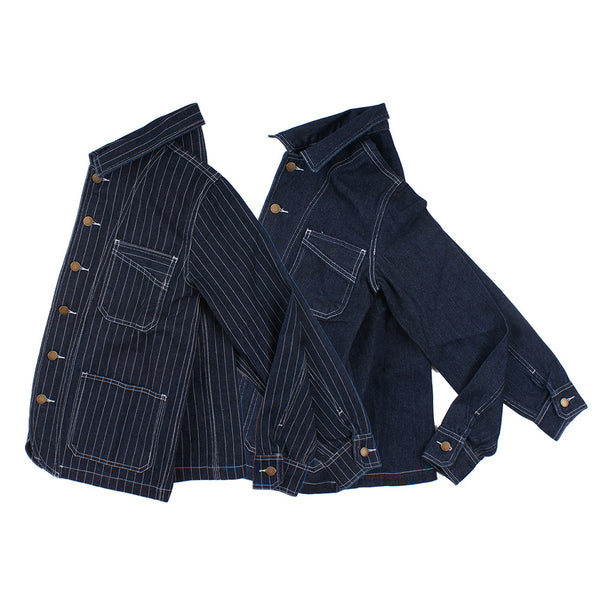 Chaqueta de Mezclilla con Rayas Verticales en Colores Primarios
