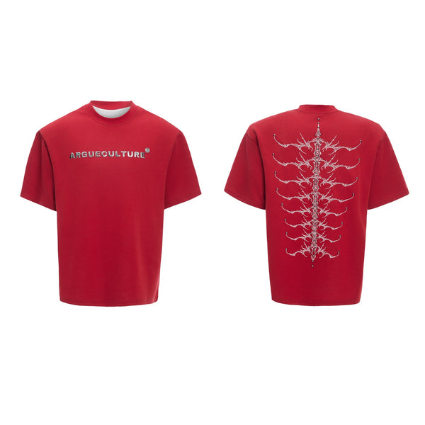 Playera Manga Corta Hombre con Diseño de Espina Dorsal y Remaches - Image 5