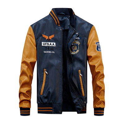 Chaqueta de Cuero Cropped con Forro Polar para Hombre - Estilo Béisbol - Image 28
