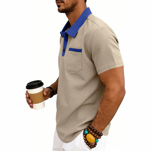 Polo Holgado de Punto Waffle para Hombre - Manga Corta - Image 40