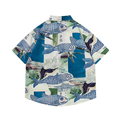 Camisa Manga Corta Estampado Peces para Hombre - Image 8