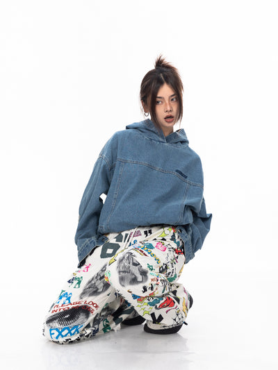 Sudadera Denim Oversized Vintage Lavado Retro - Image 9