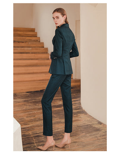 Conjunto de Traje Ejecutivo Cuadros Verde Oscuro Premium - Image 10