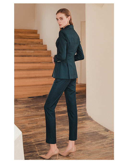 Conjunto de Traje Ejecutivo Cuadros Verde Oscuro Premium - Image 10