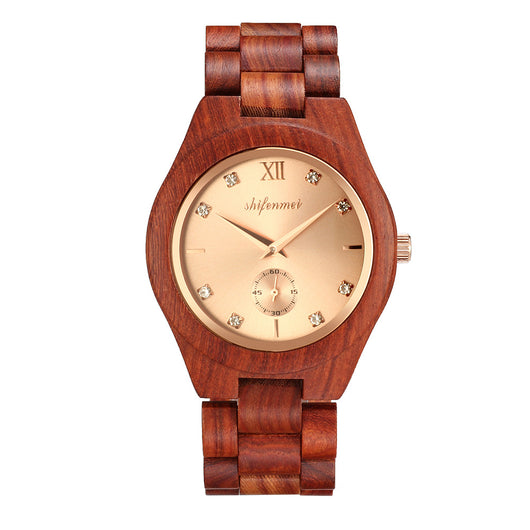 Reloj de Pulsera Hombre Madera Roja con Correa Creativa y Movimiento de Cuarzo - Image 8