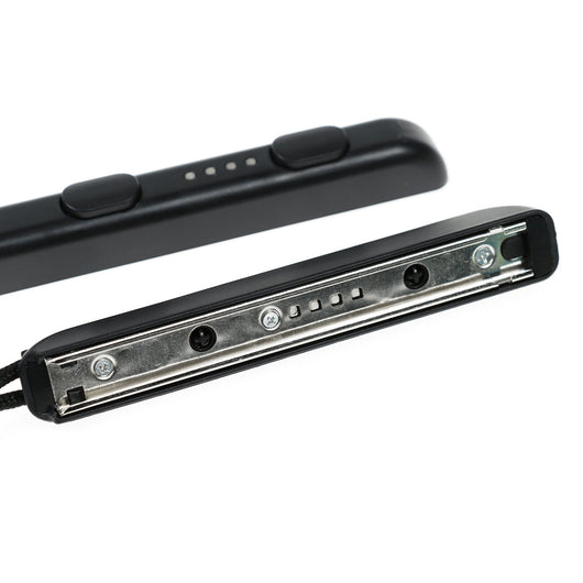 Two black Nintendo Switch Joy-Con wrist straps, one showing internal metal rail, the other with buttons and lanyard. - Image 16