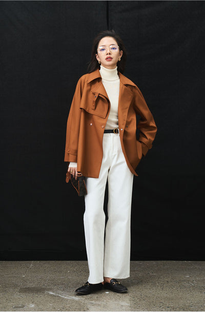 Abrigo Gabardina Asimétrica Suelta Casual Midi para Mujer - Image 10