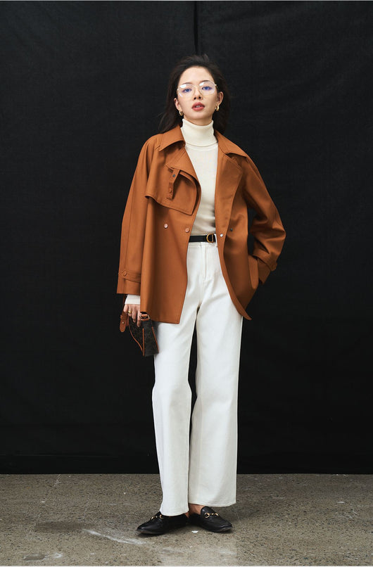 Abrigo Gabardina Asimétrica Suelta Casual Midi para Mujer - Image 10