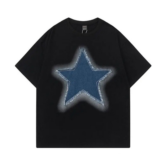 Camiseta Retro Americana con Parches de Estrellas - Unisex
