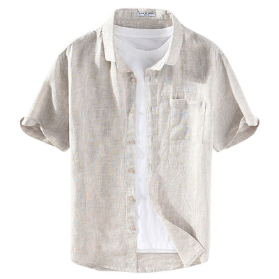 Camisa de Lino Casual para Hombre con Cuello Cuadrado - Image 5
