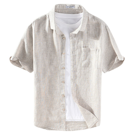 Camisa de Lino Casual para Hombre con Cuello Cuadrado - Image 5