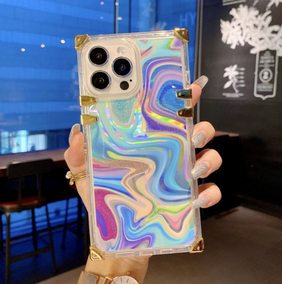 Funda Transparente con Efecto Agua y Brillo Láser para Celular - Image 2