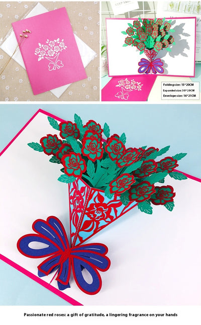 Tarjeta de Felicitación con Tallado de Rosas - Bendiciones de Cumpleaños - Image 23