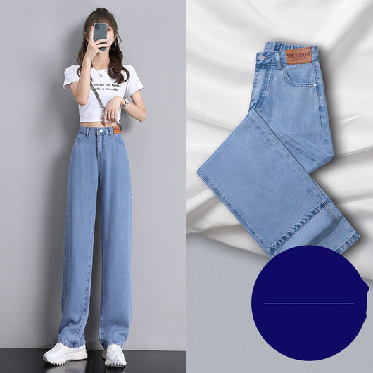 Pantalones Rectos Talle Alto Mujer Verano Tencel Pierna Ancha Seda Helada - Image 7