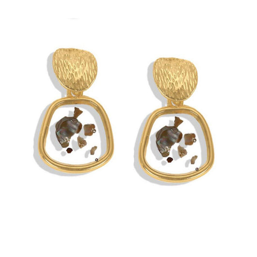 Aretes Geométricos Irregulares con Incrustaciones de Concha Rota - Image 4