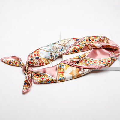Pañuelo de Seda Estampado Palacio 90cm para Mujer - Image 4