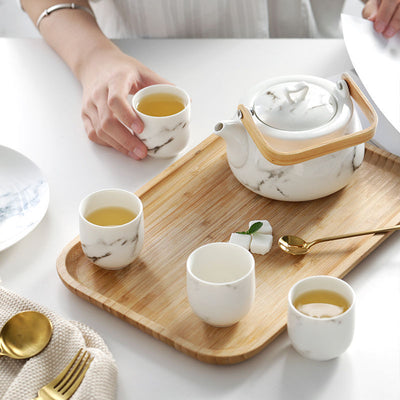 Juego de Té de Cerámica Japonesa con Patrón Mármol - Image 8
