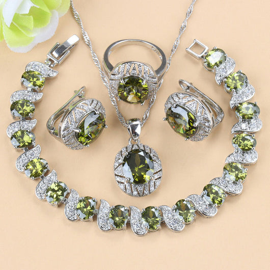 Conjunto de Joyas con Piedras Preciosas: Collar, Aretes y Anillo de Cuatro Piezas - Image 11