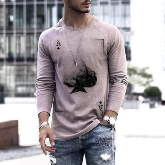 Playera Estampado Poker Cuello Redondo Manga Larga para Hombre - Image 7