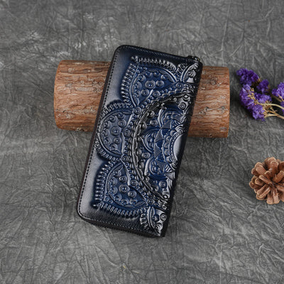 Cartera Larga de Cuero Grabado para Mujer - Image 7
