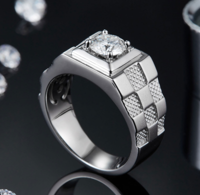 Anillo de Plata S925 con Moissanita de 1 Quilate para Hombre - Image 8