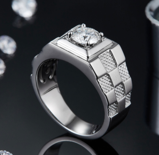 Anillo de Plata S925 con Moissanita de 1 Quilate para Hombre - Image 8