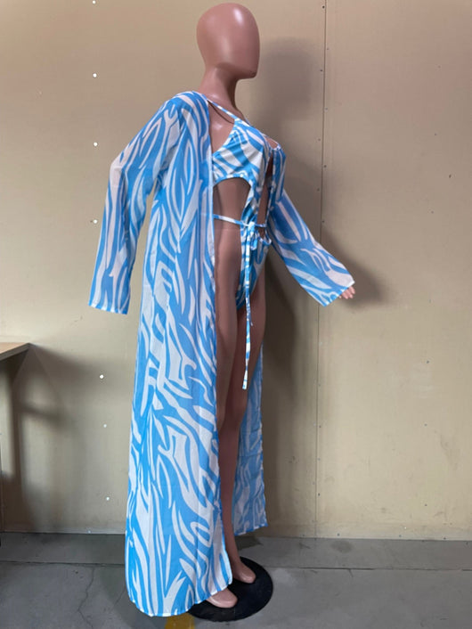 Traje de Baño Dos Piezas con Capa Estampada para Mujer - Image 12