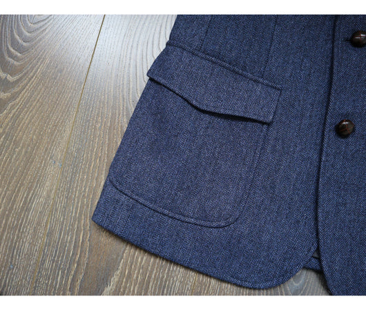 Chaqueta de Trabajo Vintage Americana en Tweed Espiga Lana Pesada con Botones Champiñón - Image 23