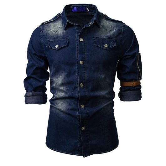 Camisa Vaquera Lavada para Hombre de Manga Larga - Image 14