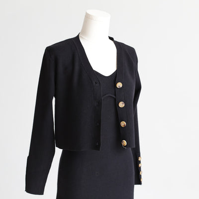 Conjunto Elegante: Cardigan Corto + Vestido Tejido con Tirantes - Image 20