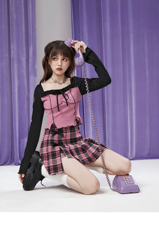 Falda Plisada Irregular con Cintura Alta y Moño - Image 15