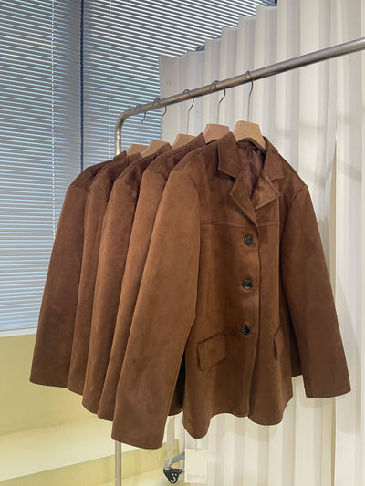 Blazer de Cuero Retro Marrón para Mujer - Image 10
