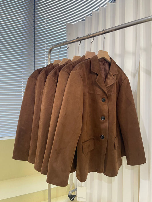 Blazer de Cuero Retro Marrón para Mujer - Image 10