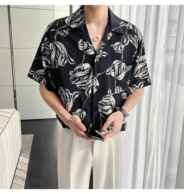 Camisa Cubana de Lino Drapeado Rosa para Verano