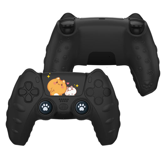 Light blue silicone protective case for PS5 controller with cute cat design and paw print details. - Image 14