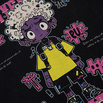 Playera Estampada Anime Efecto Desgastado para Hombre - Image 3