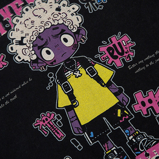 Playera Estampada Anime Efecto Desgastado para Hombre - Image 3