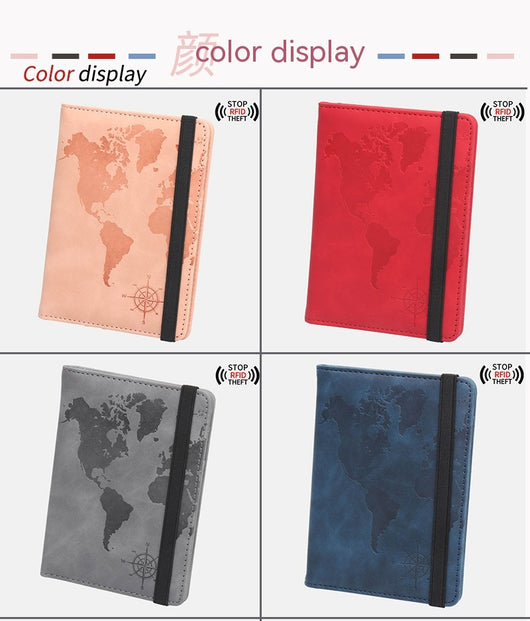 Cartera de Pasaporte con Mapa Mundial, Protección Antimagnética y Múltiples Compartimentos - Image 17