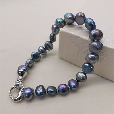 Pulsera de Perlas de Agua Dulce Blancas y Negras - Image 5