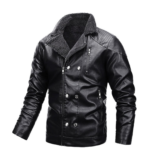 Chaqueta de Cuero y Gamuza para Motociclista con Cierre
