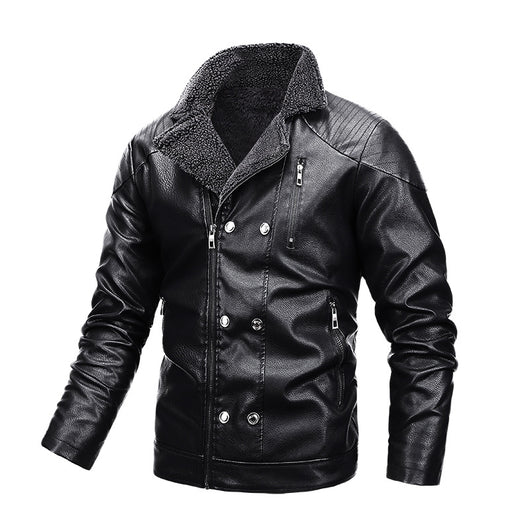 Chaqueta de Cuero y Gamuza para Motociclista con Cierre