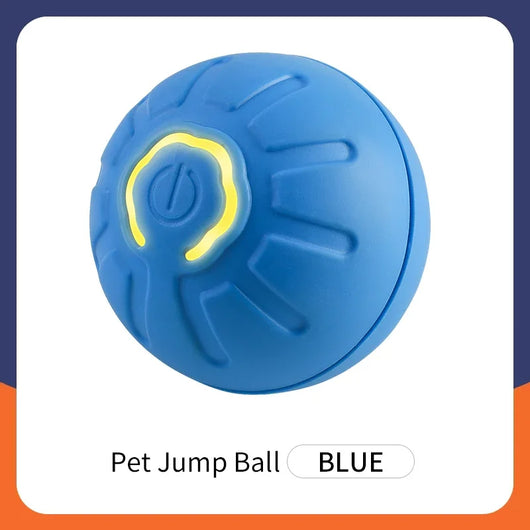 Blue smart pet toy ball with a glowing yellow power button, an electronic interactive toy for dogs and cats. - Image 15