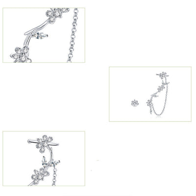 Aretes de Plata Esterlina S925 con Flor de Circonia Cúbica - Image 7
