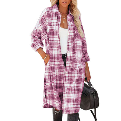 Abrigo Camisero Cuadros para Mujer - Largo Medio - Image 4