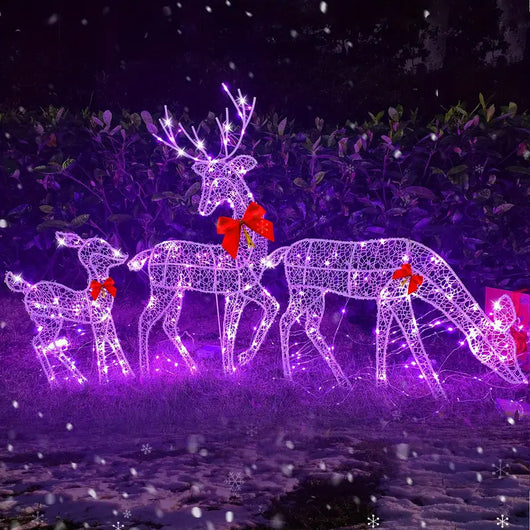 Set de 3 Ciervos Luminosos para Decoración Exterior
