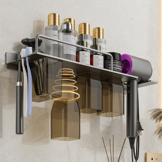Organizador de Baño Mural 2 en 1 - Soporte para Secador y Cepillo de Dientes
